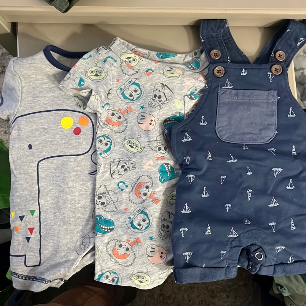 (2) short onesies (1) bib shorts